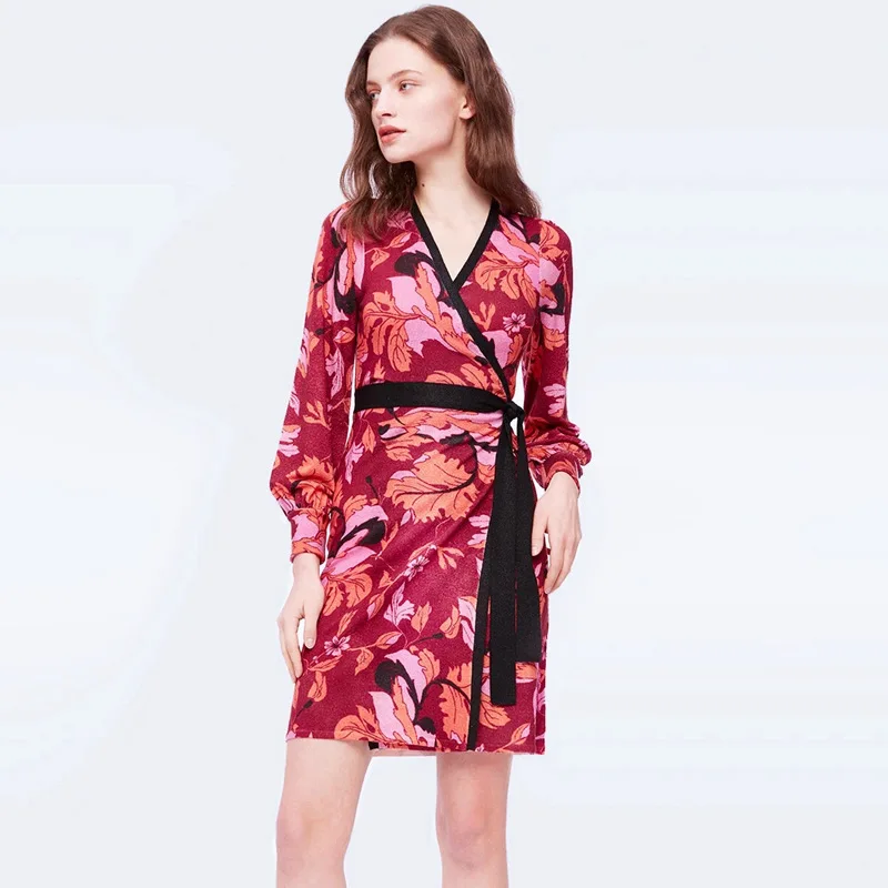 

Spring and Summer New Women's Dress 2022 Fashion Temperament Printing V-neck Hip Skirt French Retro Wrap Skirt Dress Women