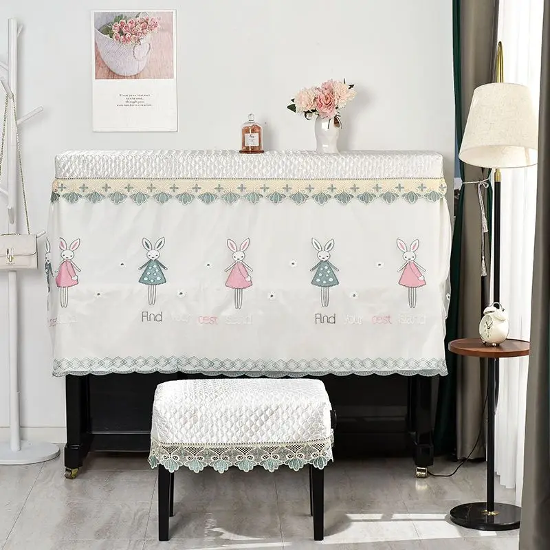 Thickened Piano Cover Half Cover Modern Simple Lace Piano Dust Cartoon Fabric Stool Cloth LH253