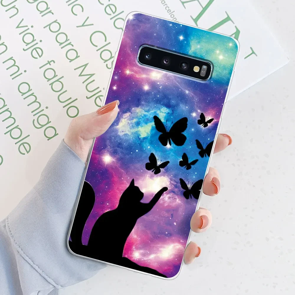 Stylish Watercolor Marble Transparent Silicone Back Bumper Case for [Brand Name] Galaxy S10 Series