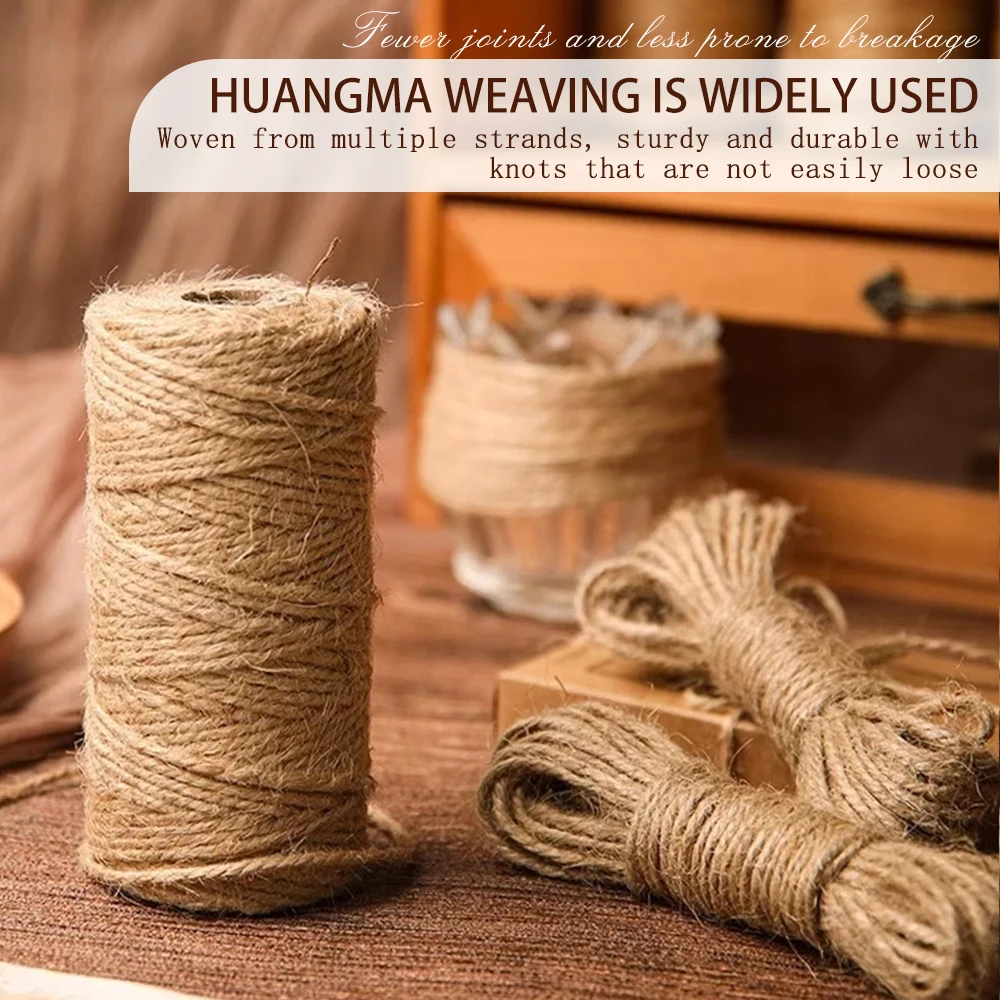 Natural Jute Rope String 1mm-12mm Crafts DIY Vintage Jute Cord Twine Sewing Party Wedding Christmas Home Decortion
