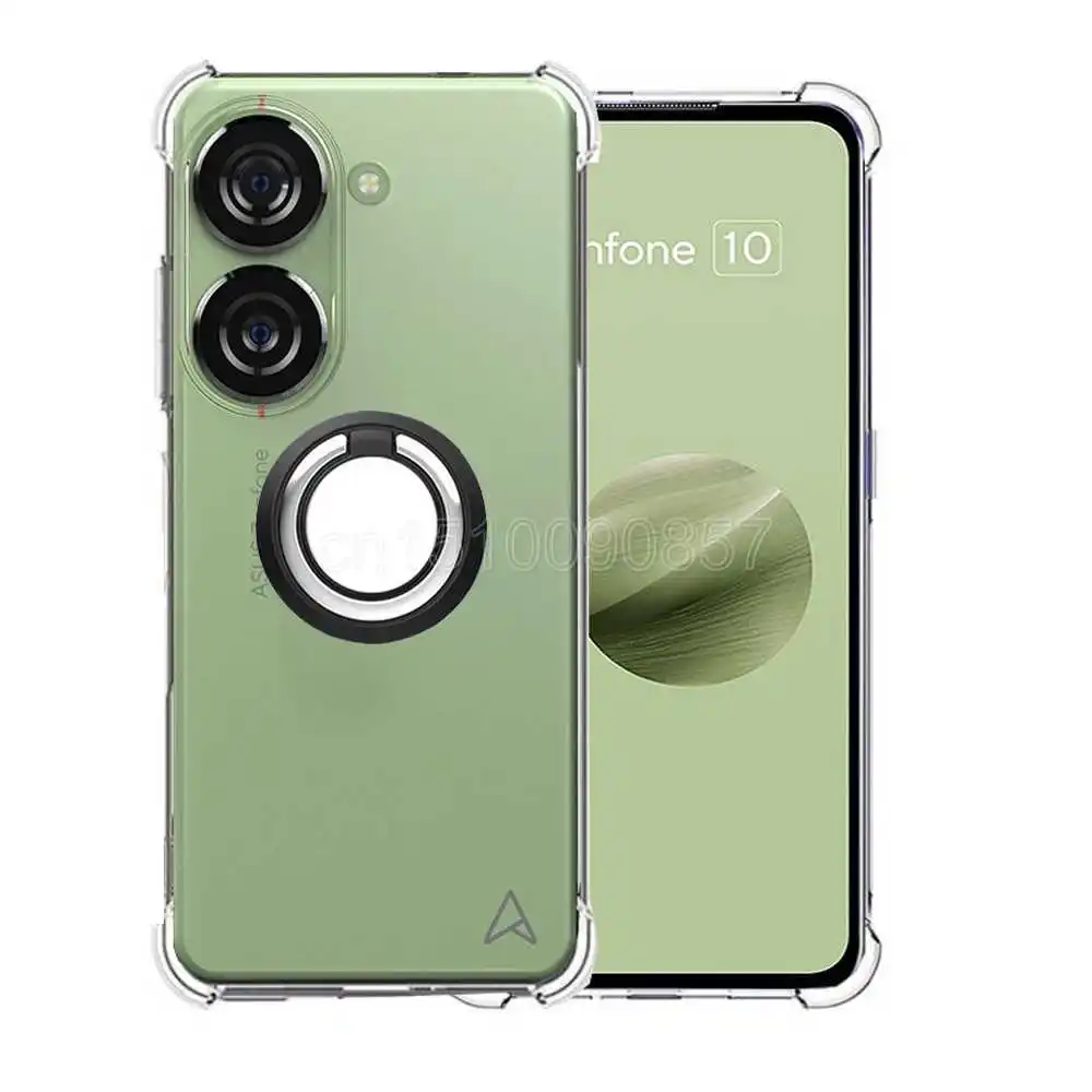 Фото Противоударный чехол с кольцом-держателем Для Zenfone 10 10Z, усиленный мягкий прозрачный чехол из ТПУ с четырьмя углами для Ausu Zenfone9 №1