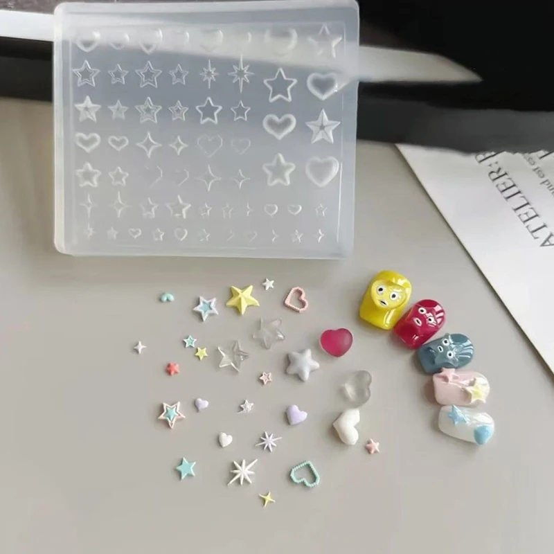 3D Mold Silicone Nail Art Decorations DIY Flower Design Templates Mold For Nails Jewelry Crafts Transparent Nails Mold Tool