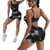 1PCS Tie Die Beautiful Back Yoga Suit Stretch Butt-Lifting Sports Jumpsuit Breathable Threaded Women Bodysuit without Pad