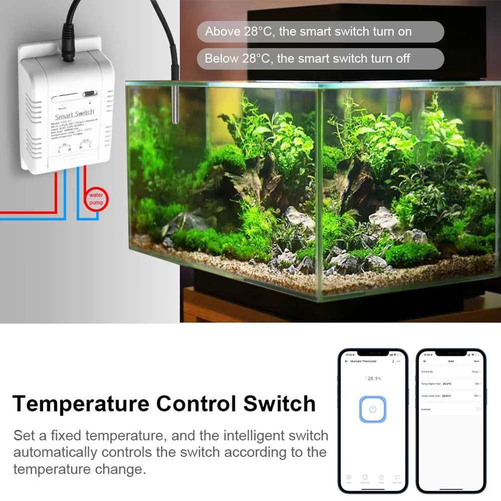 Tuya Smart Temperature Switch 16A 3000W with Energy Consumption Monitoring RF433 Intelligent Thermostat for Alexa