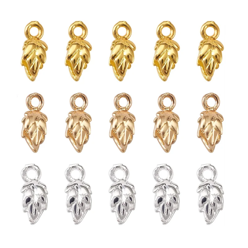 

50pcs 8x10mm Copper Leaf Pendant Pinch Clasp Bail Clip Hook Connector For DIY Earring Necklace Jewelry Making Supplies Materials