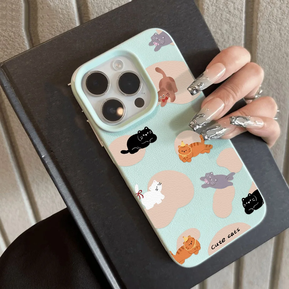 Adorable Lichee Pattern Silicone Cat Phone Case - Soft Protective Cover