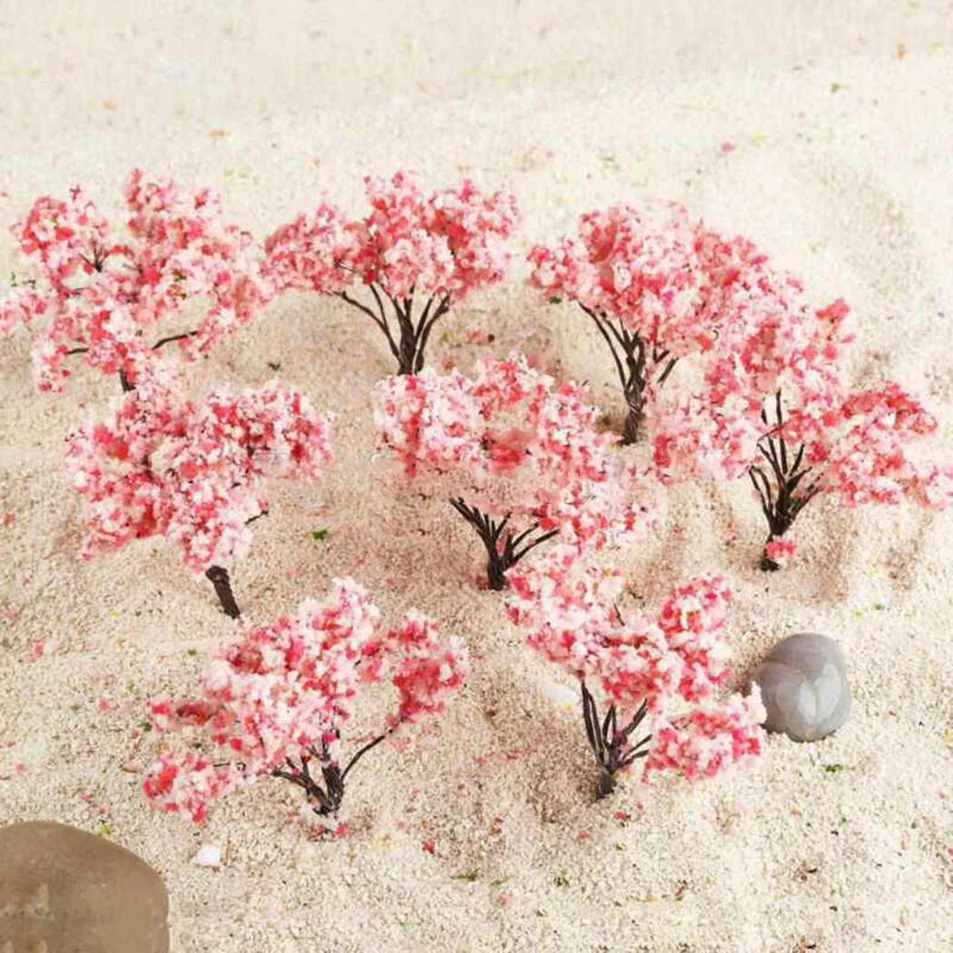 20pcs 6.4cm Tree Model Accessories Cherry Flowering Plant Model Railway Layout Practical