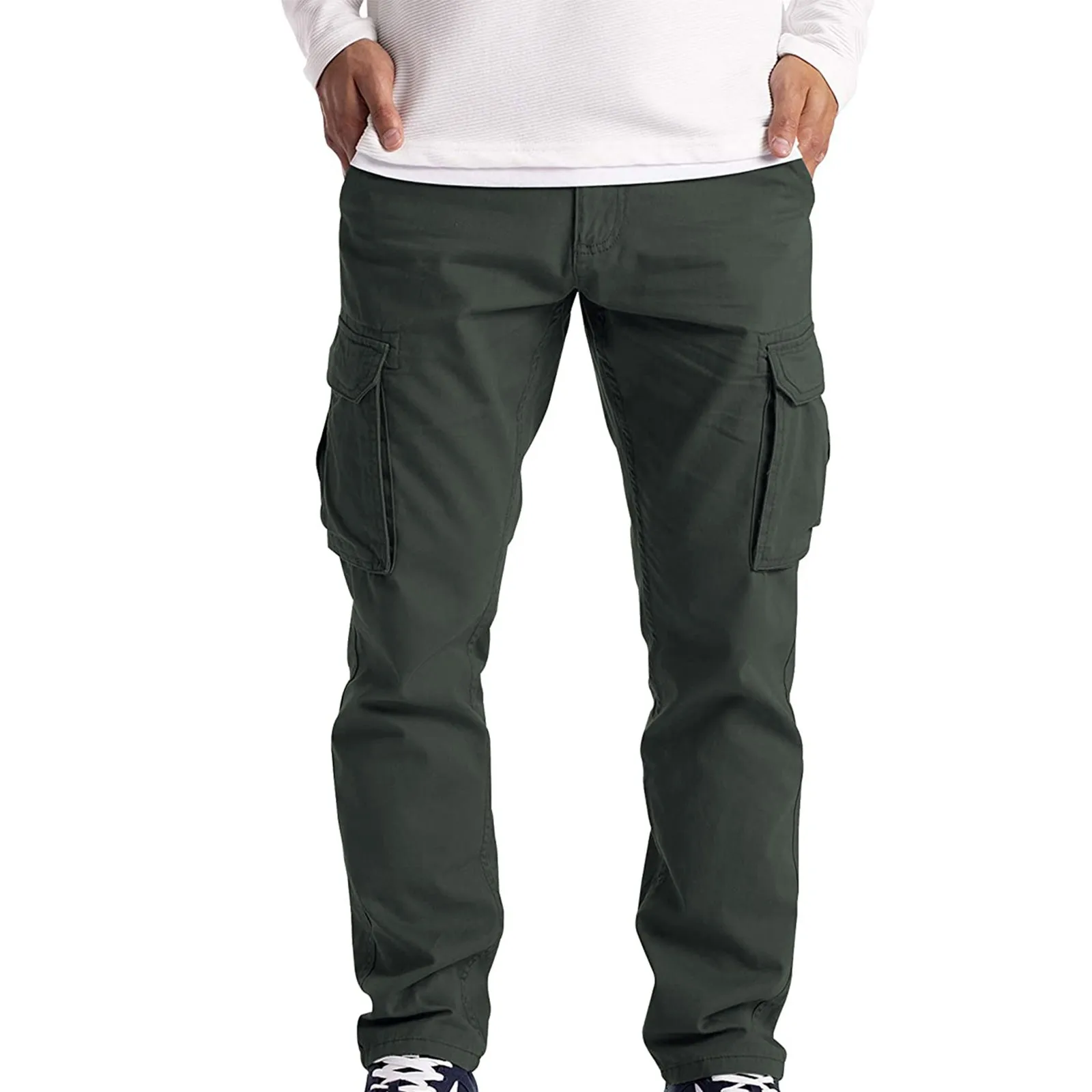 

Men Cargo Pant Tactical Pockets Sports Joggers Trouser Solid Color Straight Pants Spring Autumn Hip Hop Harajuku Casual Trousers