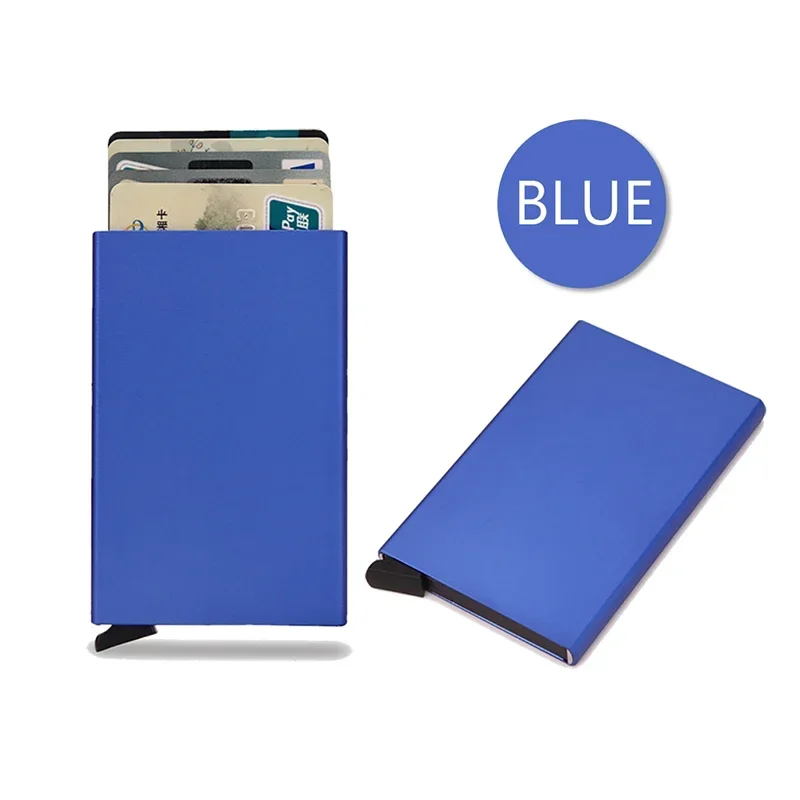 Sleek RFID-Blocking Metal Card Holder Wallet - Minimalist Black Design