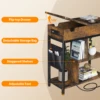 End Table with Charging Station, Flip Top Narrow Side Table Nightstand with Outlets USB Ports and Storage, Bedside Table 5