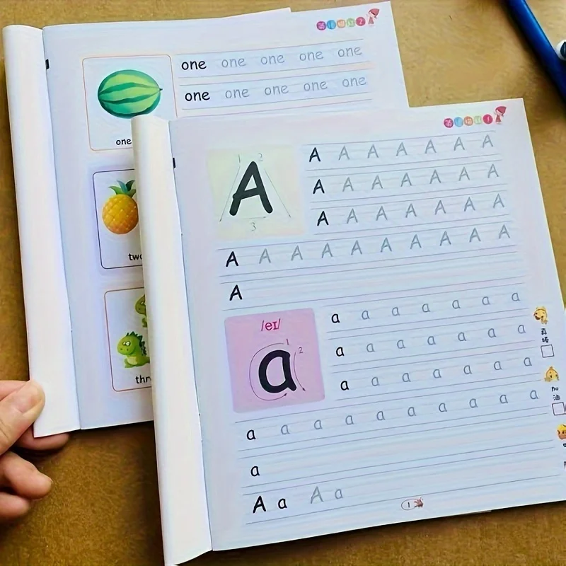 2 Books/set English Tracing Books - ABC Writing Practice Workbooks - Handwriting Exercises - Learn to Write Alphabet