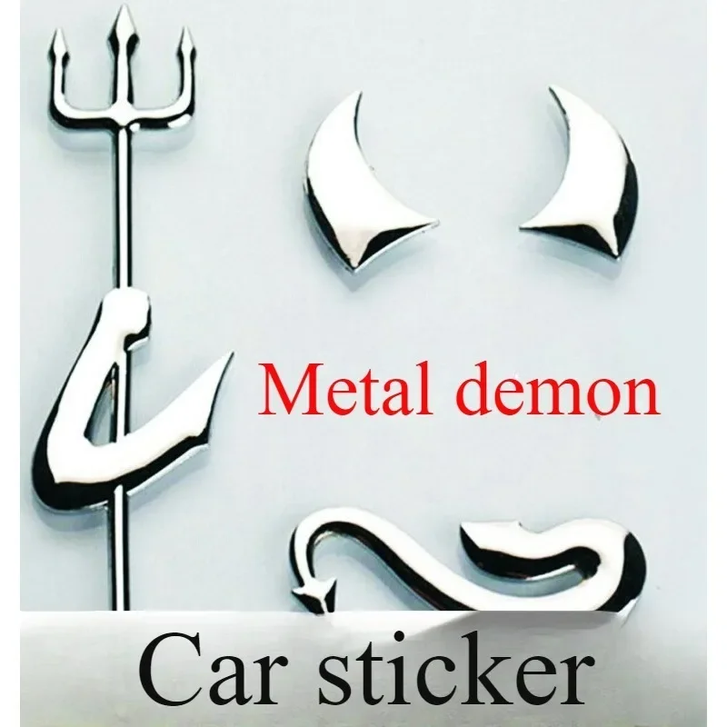 Find 3D CHROME DEVIL DECAL DEMON CAR STICKER EMBLEM LOGO EVIL BAD LOOKING DEVIL in Orange