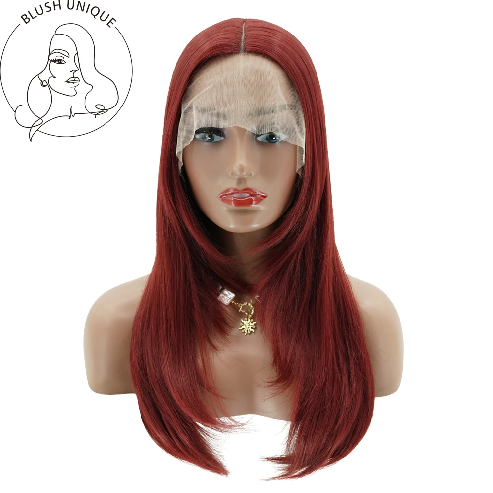 99j Burgundy Layered Wig Straight Layered Cut Lace Wig Glueless Heat
