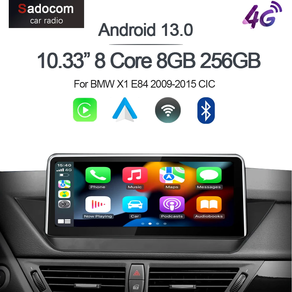 

10.33" Wireless Carplay Android 13 8G+256G 8Core GPS Car radio Player Multimedia Stereo Wifi For BMW X1 E84 2009-2015 CIC