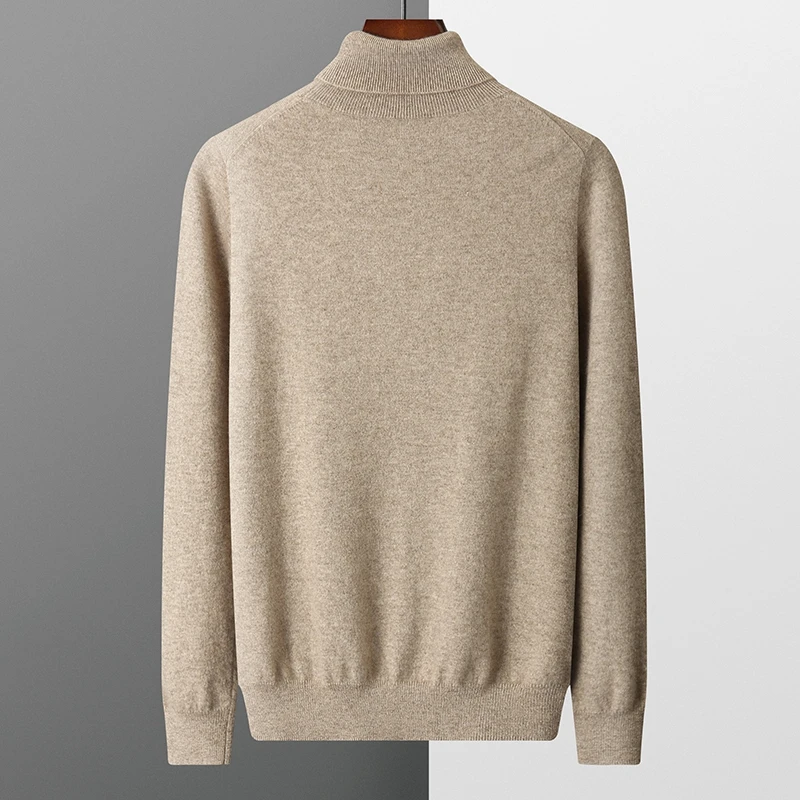 100% Goat Cashmere Sweater Men's High Lapel Pullover Autumn and Winter New Style Long Sleeve Knitting Basic Versatile Shirt