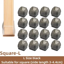 Silicone Furniture Leg Protectors - Non - Slip, Anti - Noise, Floor - Safe Pads (16 - Pack) - 16Pcs (Black - Square - L)