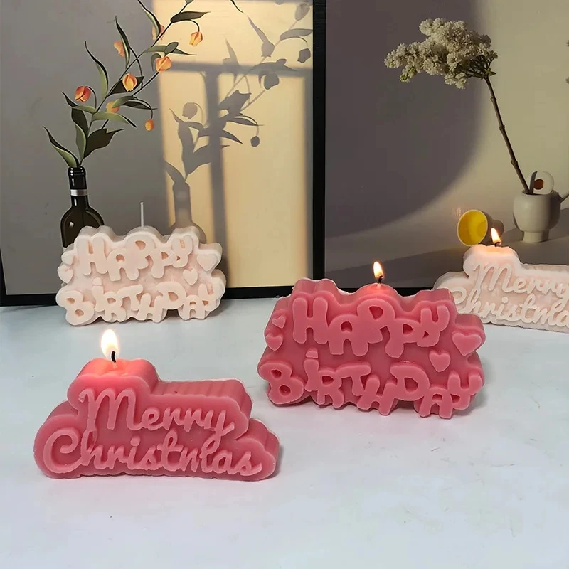 3D English Letters Christmas Merry Candle Silicone Mold DIY Christmas Tree Candles Gypsum Chocolate Birthday Cake Baking Molds silicone mold,silicone candle mold,aromatherapy candle mold,silicone candle molds,candle mold