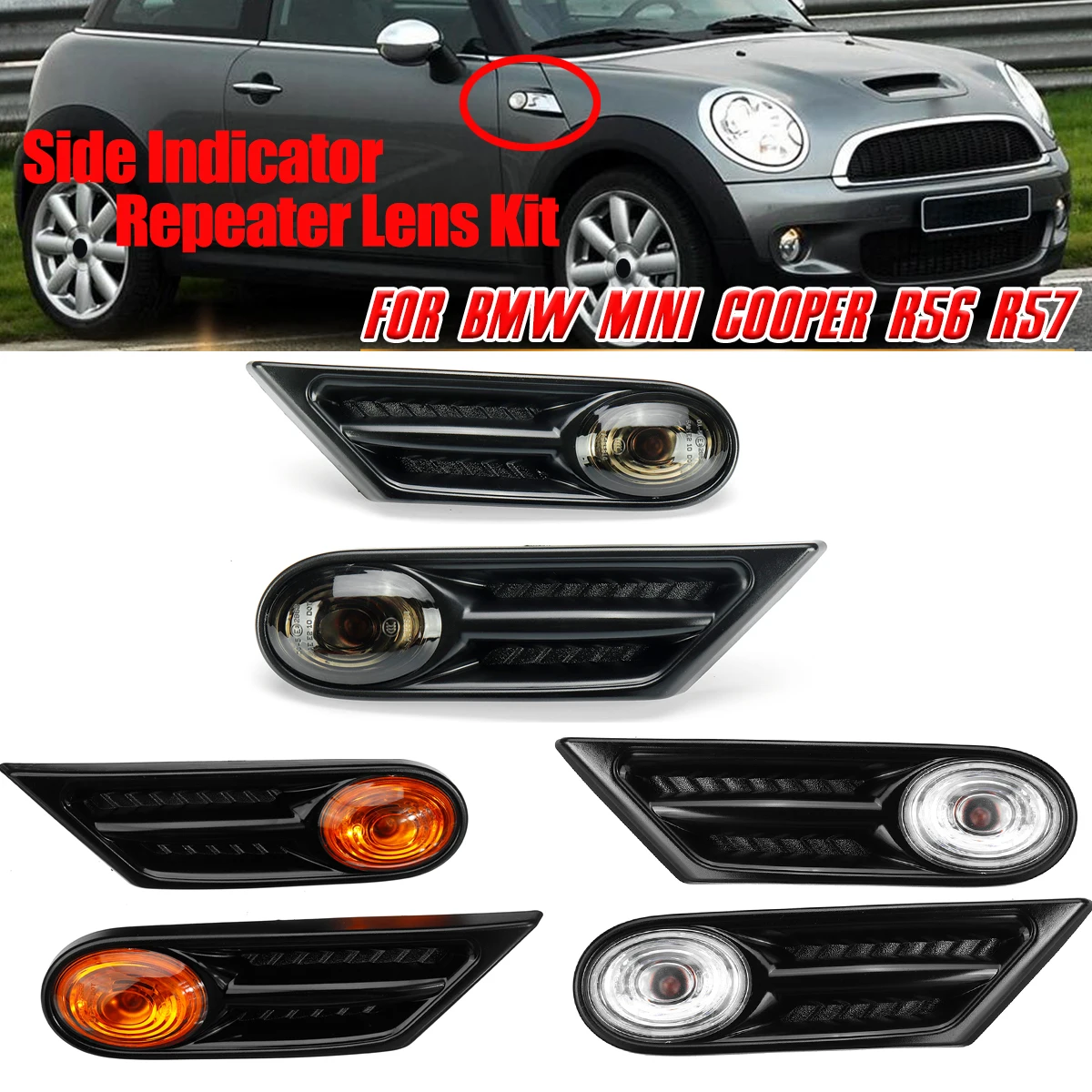 

Pair LED Side Marker Light Car Turn Signal Blinker Lamp For BMW MINI COOPER R56 R57 Side Repeater Indicator Lights 63137260202
