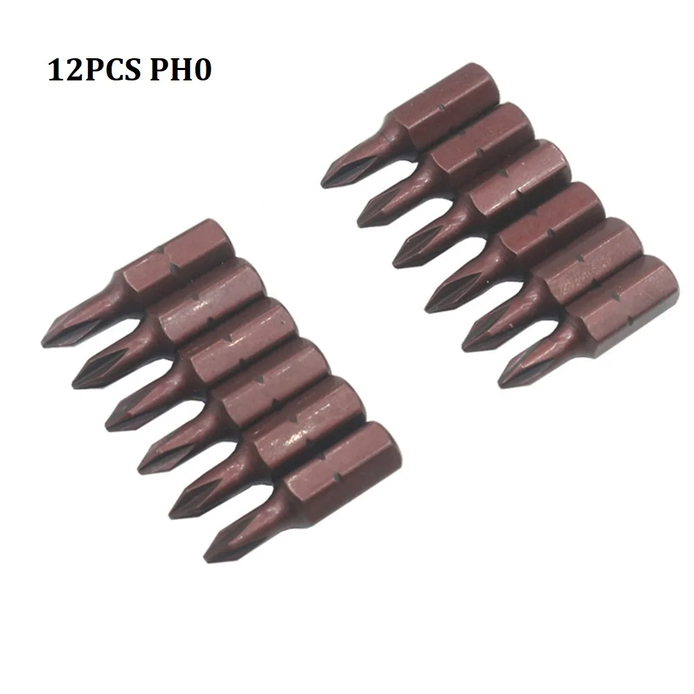 

12Pcs Cross Screwdriver Bits 6.35mm Shank 25mm Magnetic Long Electric Screwdriver Bit Set Easily Carrying Lightweight Gadgets