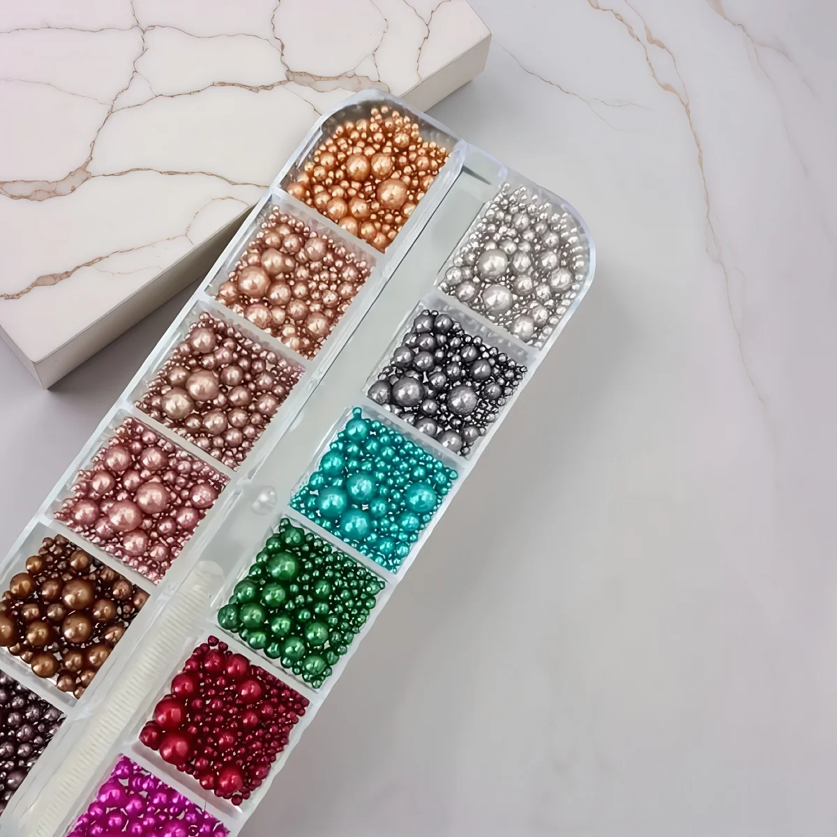 6/12 Grids 3D Weihnachten Gemischte Größen Perlen Nagel ACharms Weihnachten Bunte Perle Kaviare Perle Nail art Dekorationen DIY Maniküre Schmuck – Detail 15