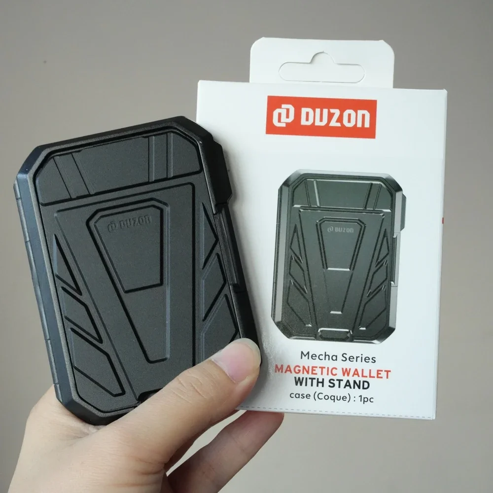 DUZON Armor Magnetic Wallet with Detachable 3-Slot Card Holder and Adjustable Kickstand