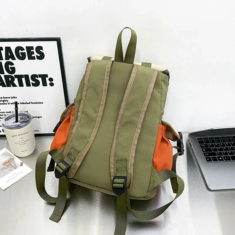 Color Matching Fashion Nylon School Bag High Capacity Hasp Multiple Pockets Backpacks 2024 Hot Sale Bags for Girls and Boys 2