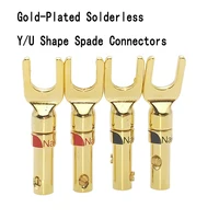 ขั้วต่อสเปดชนิด Y/U โลหะผสมทองแดงแบบไม่มีบัดกรีสำหรับโพสต์ผูกเครื่องขยายเสียงลำโพง 1