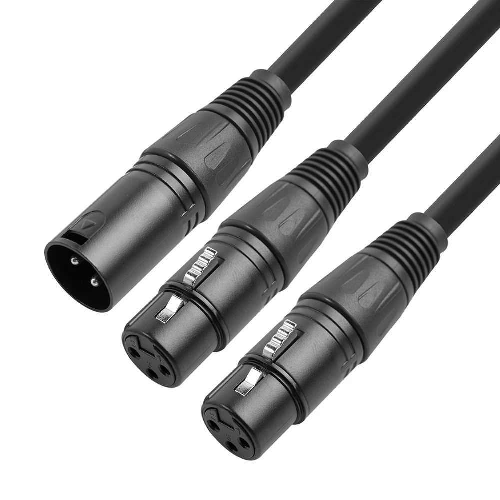 50cm  XLR Splitter Cable Microphone Cable 3Pin XLR Male To Dual XLR Female Y-Splitter Cable 1 Male To 2 Female XLR Y Splitter