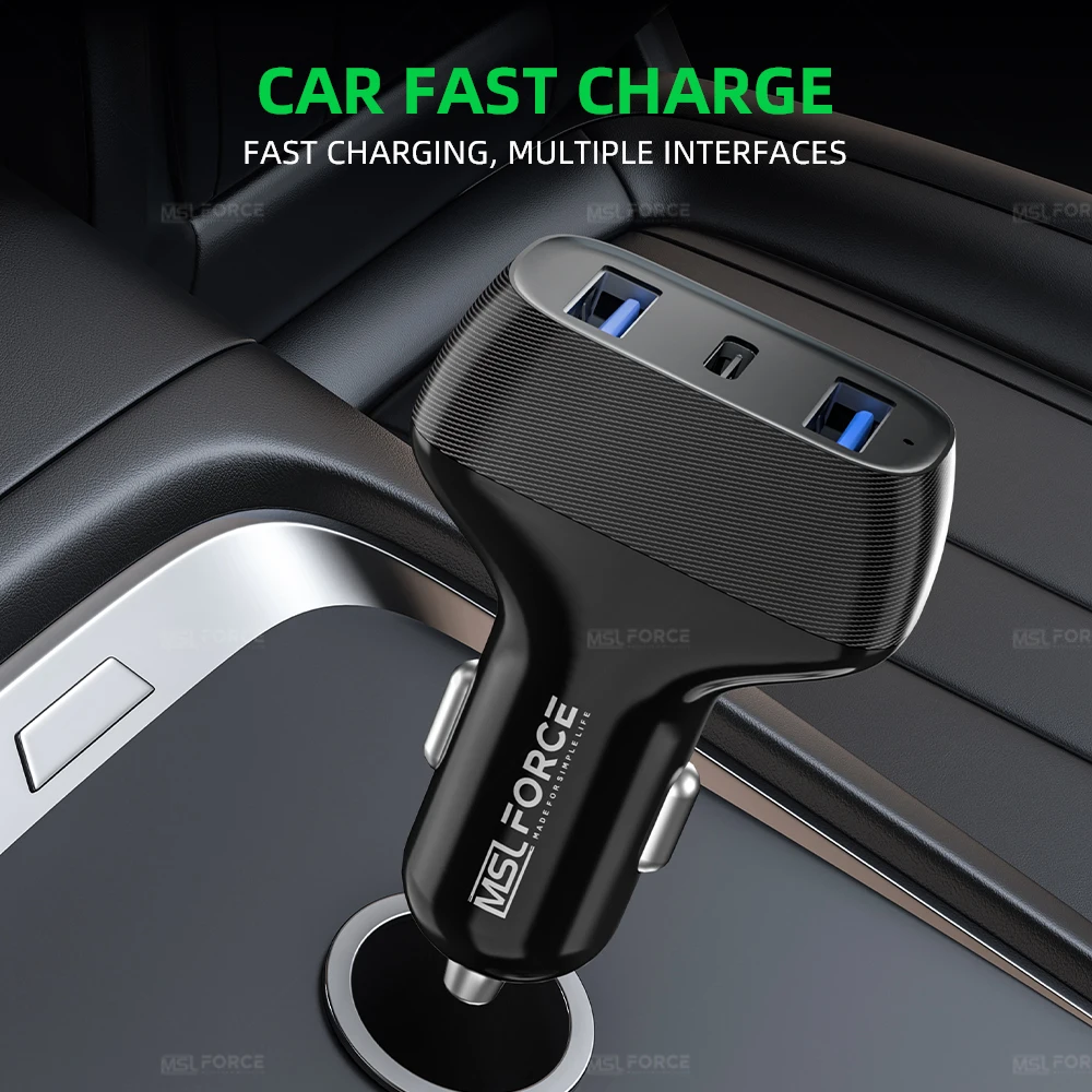 TYPE C PD20W Car Charger with USB A 5V3.4A 2Port USB A 5V2.4A Fast Car Charger For iPhone Xiaomi Mobile Phone