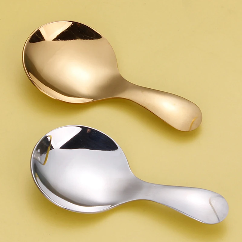 Stainless Steel Spoon Short Handle Gold Ice Cream Tea Coffee Spoon Kids Kitchen Condiment Spice Scoop tea spoons