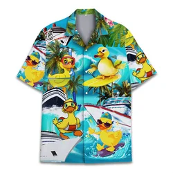 New 3d Print Duck Dogs Shirt For Men Oversized Hawaiian Shirts Summer Tops Aloha Shirt Casual Lapel Street Kids Short Sleeves