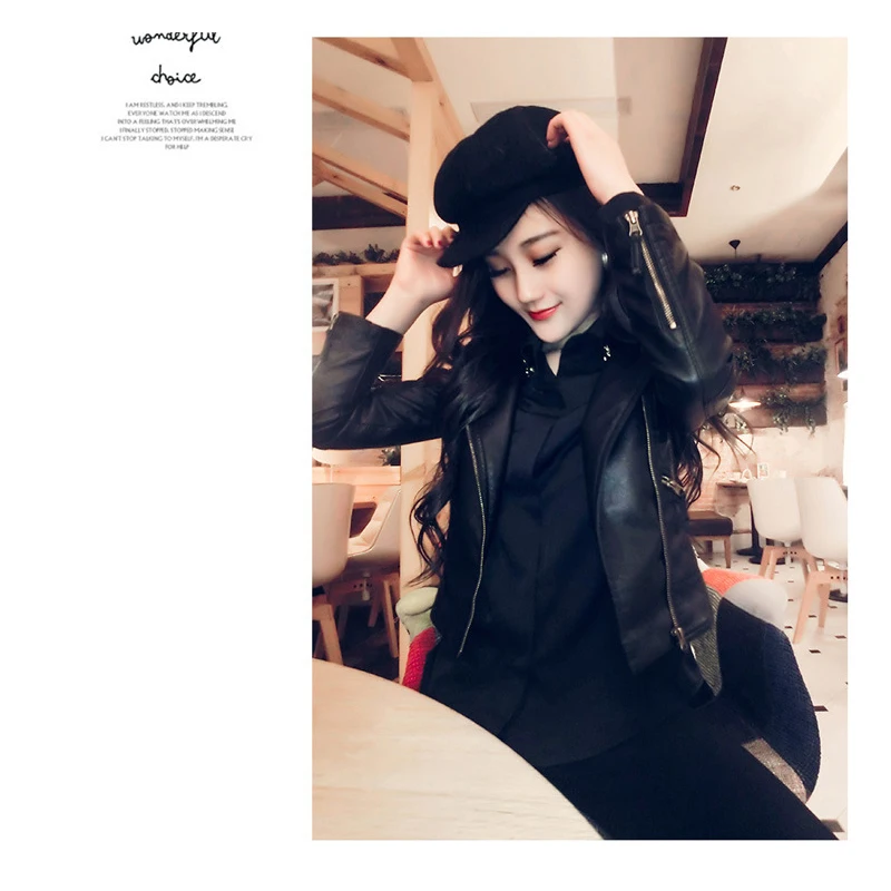 

Новинка Женская кожаная одежда из искуственной кожи мотоциклетная кожаная одежда с Диагональной молнией короткое пальто красивая кожа