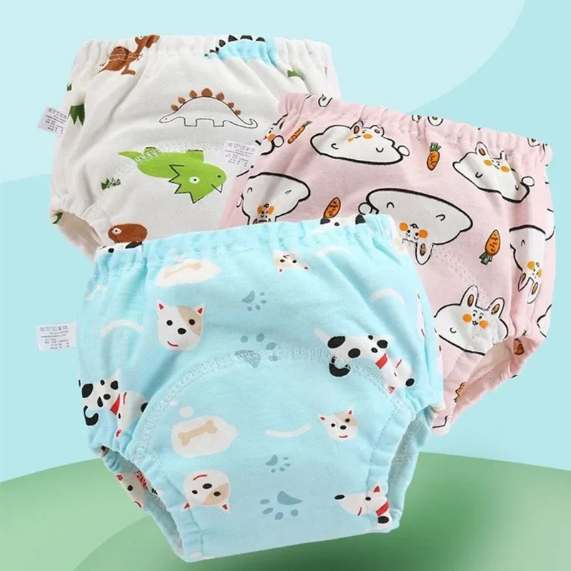 4pc/Lot Cotton Training Pants Panties Waterproof Cloth Diapers Reusable Toolder Nappies Baby Underwear waterproof diapers baby training pants cloth diapers