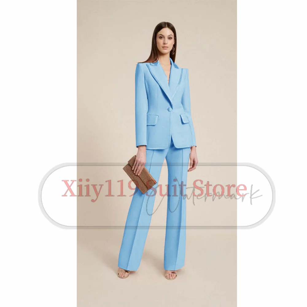Women Suit Set Solid Color Serge Two-piece Set Workplace Wear