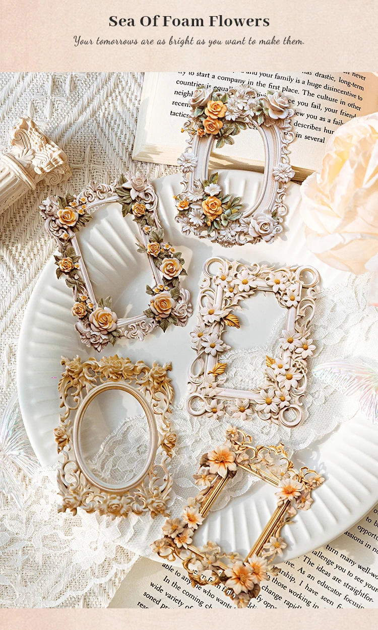 JIANQI 10pcs/pack Cutout Flowers Frame Collage Card Decor Junk Journal DIY Scrapbooking Aesthetic Stationery Craft Paper