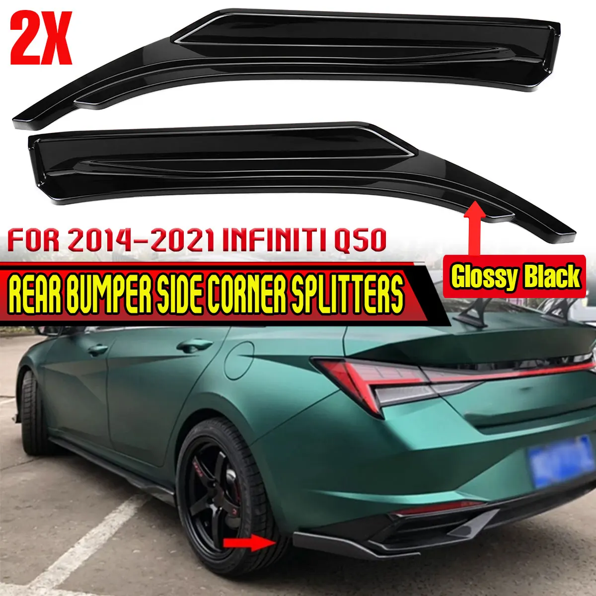 

Pair Car Front Bumper Lip Diffuser Splitters Body Kit Cover Trim For Infiniti Q50 2014-2017 Rear Side Splitters Aprons Flaps