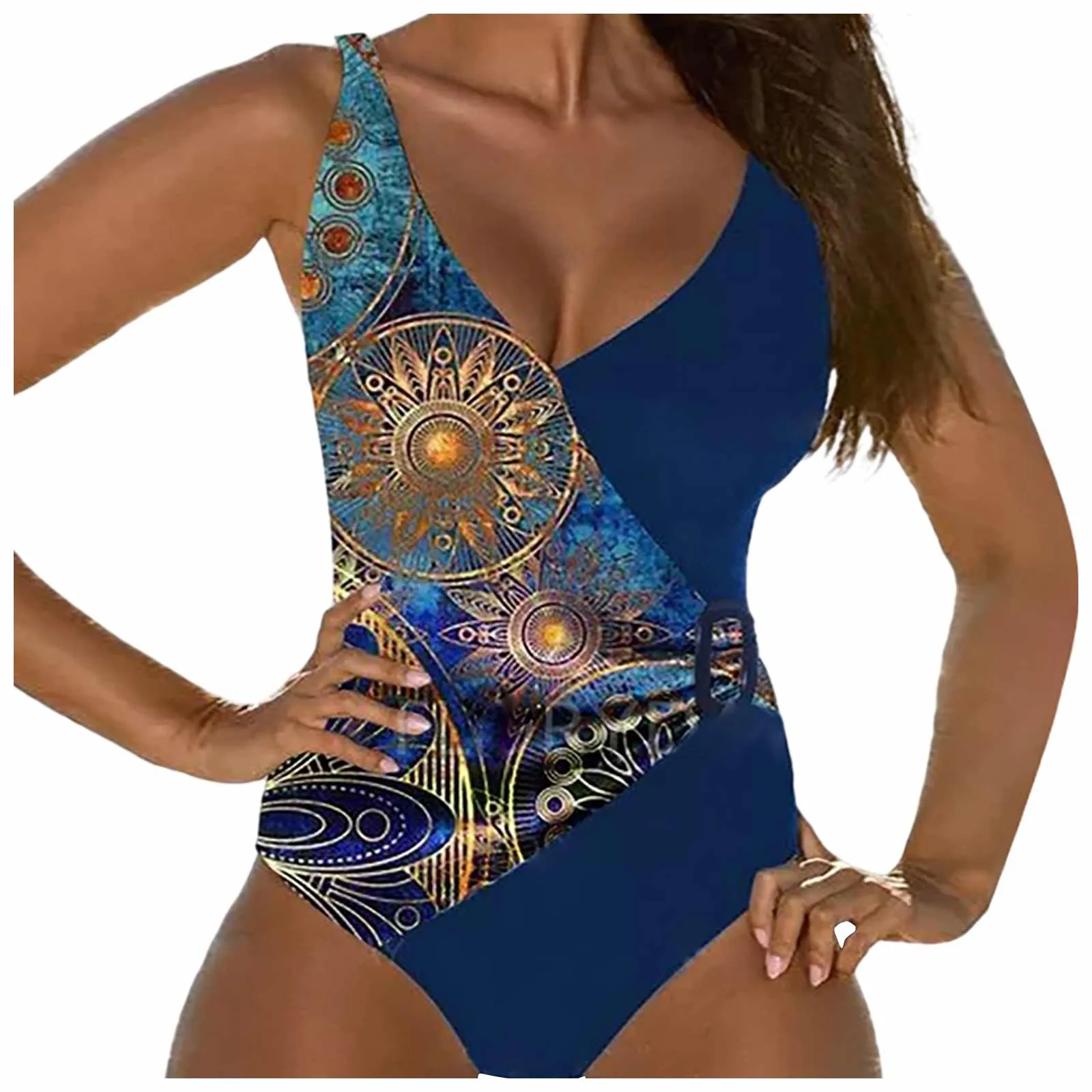 

Женский сплошной купальник в стиле ретро с этническим принтом и вырезами, бикини с V-образным вырезом, купальник, женская пляжная одежда для женщин, бикини 2023