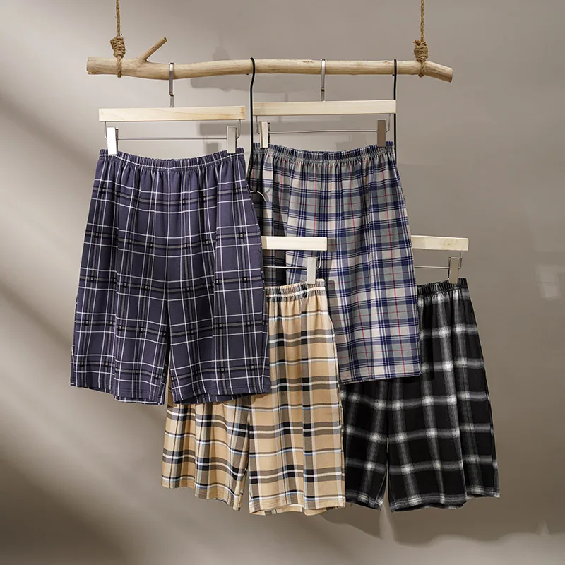 silk pj set [ 2$ Coupon Free ] Boy Male Casual Plaid Pants Shorts L-5XL Pajamas Slant Pocket Sleepwear Pyjamas Elastic Waist Man's Nightwear jockey pajama pants