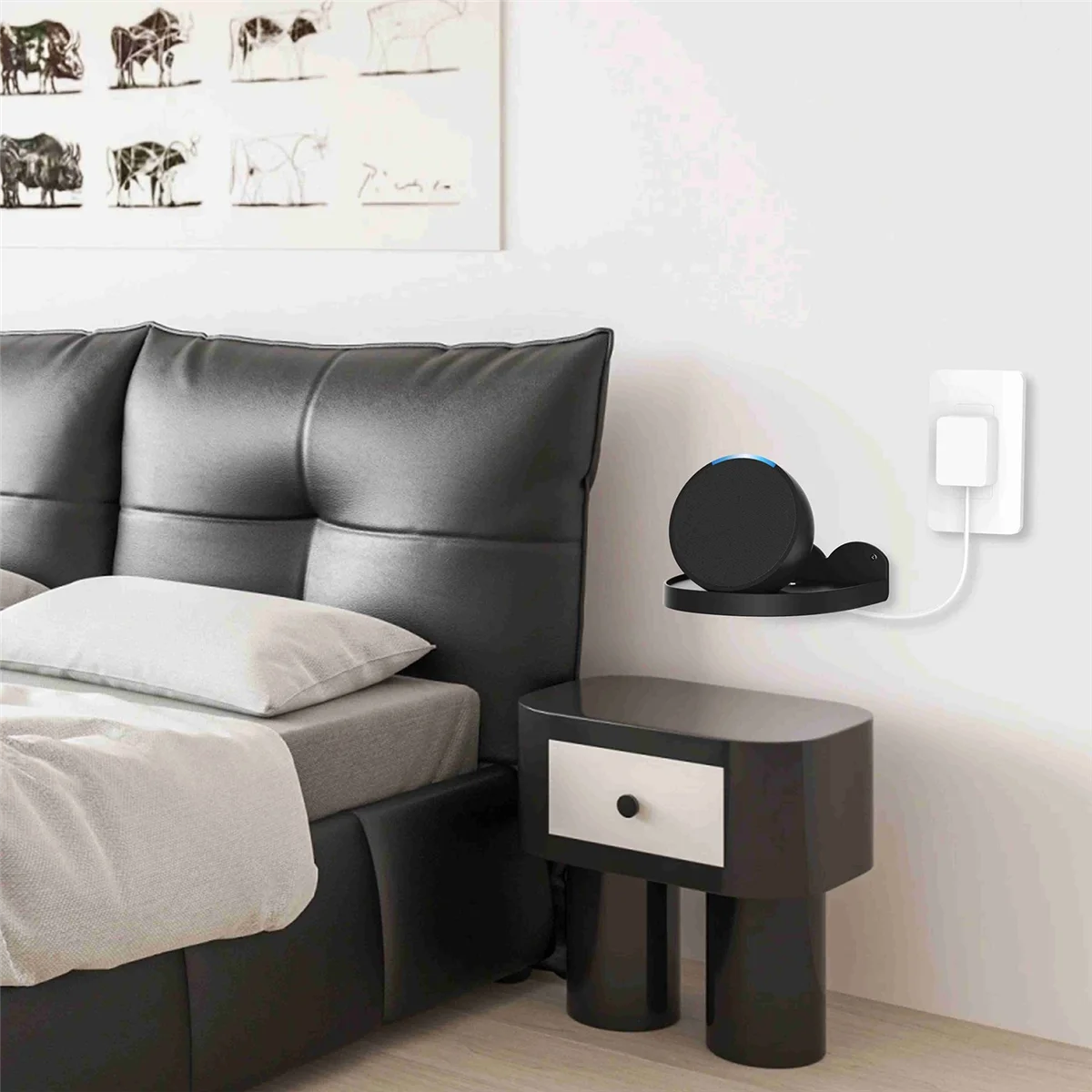 Gancio Per Altoparlante Intelligente Per Echo Pop / Google Home Mini / Google Nest Mini Supporto Per Montaggio A Parete Staffa Per Altoparlante Nero