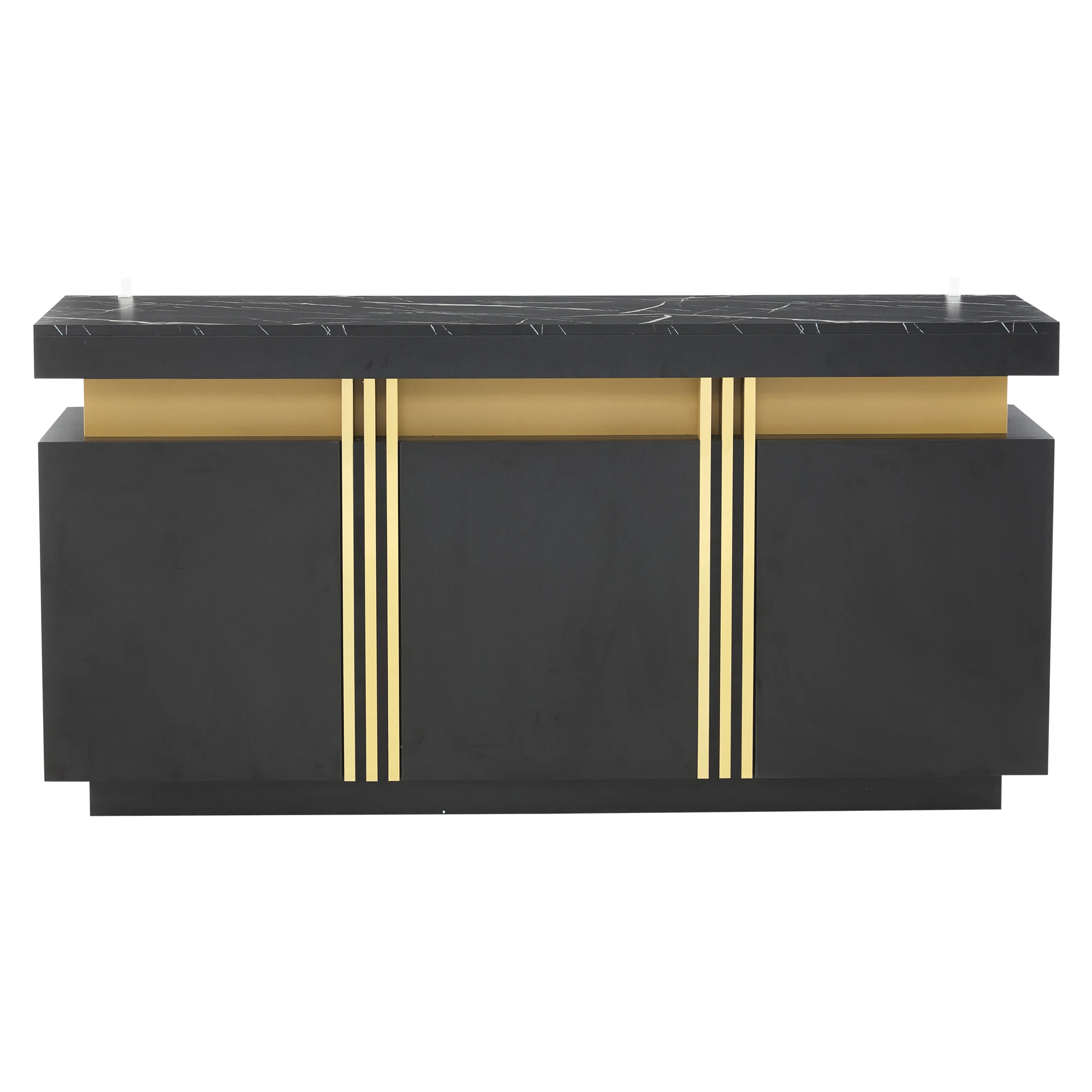 Modernes schwarzes Sideboard, 3 Türen, Esszimmerschrank mit verstellbaren Trennwänden, perfekt für Küche, Wohnzimmer. – Detail 18