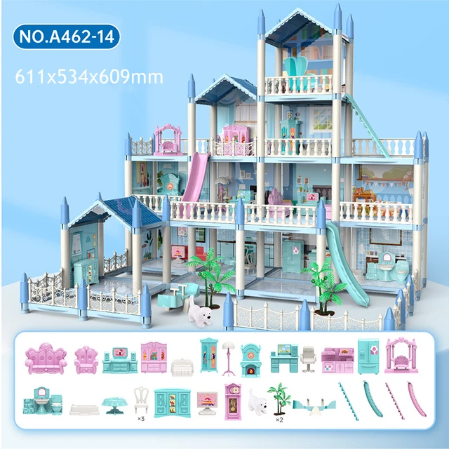 Princess Villa Diy Doll House Pink Castle Game Room With Doll Kit Assembly Doll  House Girl Toy Birthday Gift Family toys - AliExpress