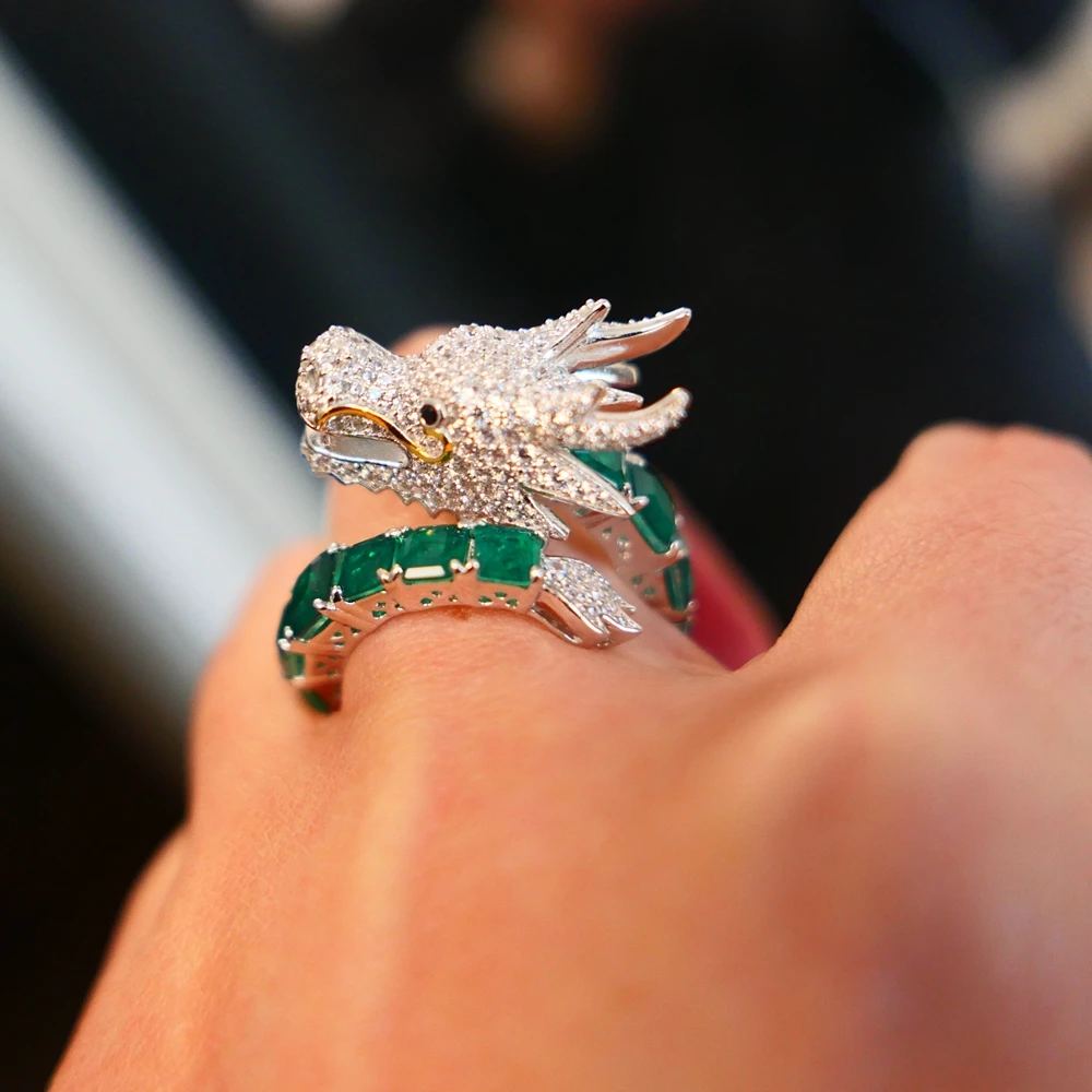 KQDANCE New 925 Sterling Silver With Square Green Stones