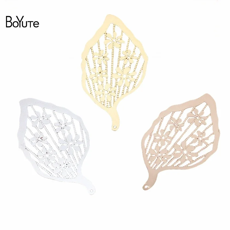 

BoYuTe (10 Pieces/Lot) 56*30MM Filigree Flower Leaf Metal Brass Sheet Pendant Materials Diy Jewelry Accessories