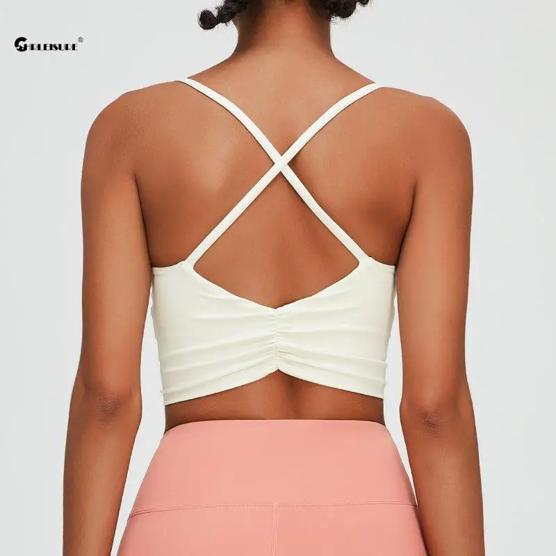 

CHRLEISURE Women's Beauty Back Sports Bra Quick-Drying Running Underwear Elastic Slim Fitness Yoga Vest Push Up Tank Top