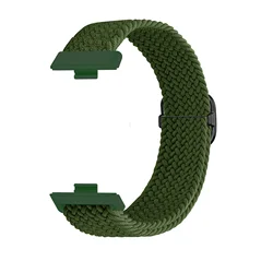 Braided Solo Loop Adjustable Sport Strap for Huawei Watch Accessories - Replacement Correa Bracelet Band (Green)