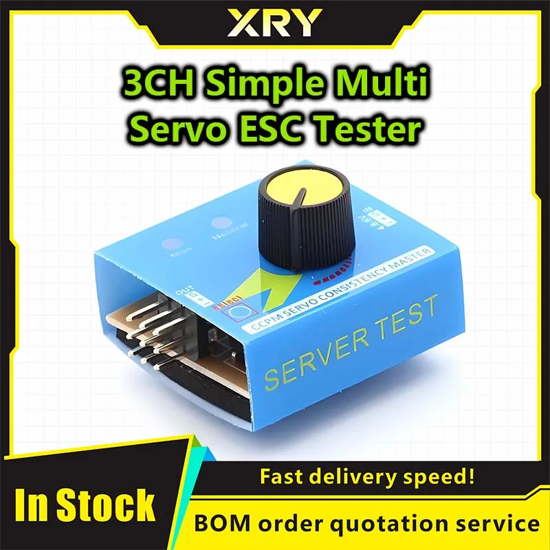 Servo Testeur RC 3CH branché sur un récepteur RC, avec servo connecté en test de mouvement.
