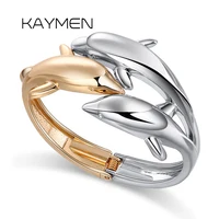KAYMEN Luxury Dolphins Cuff Bracelet Animal Bangle for Women Fashion Statement Alloy Bangle Jewelry Accessory 1