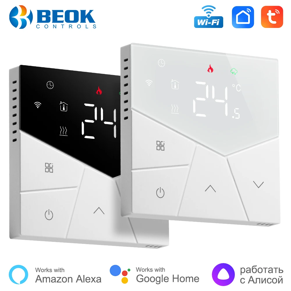 

Beok Tuya Gas Boiler Thermostat Wifi Touch Screen Digtial Room Heating Temperature Controller Works with Alexa,Google Home