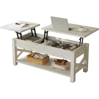 Coffee Table 47.2", 2 Way Lift Top Farmhouse Center Table with Hidden Compartment, Open Shelf & X Wooden Support for Living Room 1