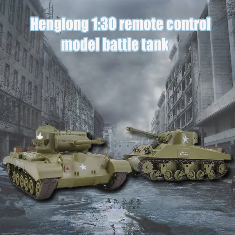 Henglong 1:30 Simulation Remote Control Tank American M26 Panxing/m4a3 Sherman Wireless Battle Tank Parent Child Interactive Toy 2